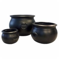 Union Products 55760SC 16, 12 & 8 in. Cauldron Multi-Pack Plastic Pot Planter Set, Black