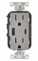 Leviton Decora 15 amps 125 volt Gray Outlet and USB Charger 5-15R 1 pk - Total Qty: 1; Each