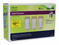 Leviton Decora SureSlide White 600 watt Slide Dimmer Switch - Total Qty: 1; Each Pack Qty: 3;