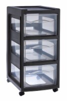 Starplast Medium 3-Drawer Plastic Storage Cart - Black Perspective: Main