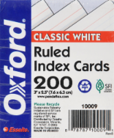 Oxford® Half-Size Ruled Index Cards - 200 Pack - White - 3 x 2.5 Inch