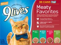 9Lives Meaty Favorites Wet Cat Food Variety Pack 36 Count Perspective: Main
