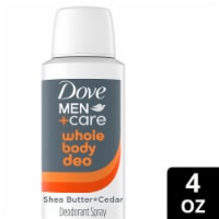 Dove Men+Care Whole Body Deo Aluminum-Free Deodorant Spray Shea Butter + Cedar with Vitamin E Perspective: Main