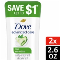Dove Advanced Care Women's Antiperspirant Deodorant Stick Cool Essentials Twin Pack