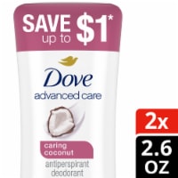 Dove Advanced Care Women's Antiperspirant Deodorant Stick Caring Coconut Twin Pack Perspective: Main