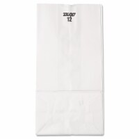 General #12 Paper Grocery Bag 40lb White Standard 7 1/16 x 4 1/2 x 13 3/4 500 bags GW12500 Perspective: Main