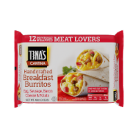 Tina’s Cantina Meat Lovers Handcrafted Breakfast Burritos Perspective: Main