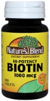 Nature's Blend Hi-Potency Biotin Tablets 1000mcg 100 Count