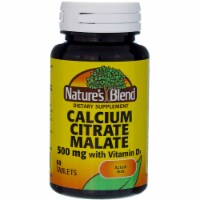 Nature's Blend Calcium Citrate Malate + Vitamin D3 Tablets, 500 mg, 60 Ct
