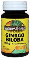 Nature's Blend Ginkgo Biloba Standardized Extract Capsules 40mg 60 Count Perspective: Main