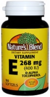 Nature's Blend Vitamin E D-Alpha Tocopherol Softgel 268mg 100 Count Perspective: Main