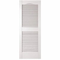 Builders Edge 010140039001 15 x 39 in. Vinyl Arched Top Center Rail Louvered Shutters, White