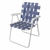 Rio Gear Camp and Go Portable Folding Lawn/Beach Web Chair, White Steel Frame, Blue Webbing