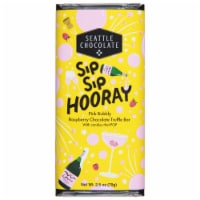 Seattle Chocolate Sip Sip Hooray Raspberry Popping Candy Dark Chocolate Candy Bar Perspective: Main