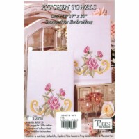 Tobin Stamped For Embroidery Kitchen Towels 17 X30  2/Pkg-Floral Scroll
