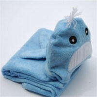 Little Ashkim BHTW001 Baby Whale Hooded Bamboo Turkish Towel - Blue- 0-24 Months