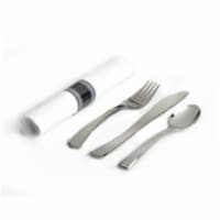 EMI Yoshi EMI-GWFKSN Glimmerware Salad Fork, Dinner Knife & Teaspoon Rolled Cutlery Kit, Silv