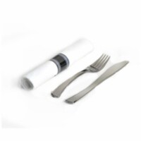 EMI Yoshi EMI-GWFKN Glimmerware Salad Fork-Dinner Knife Rolled Cutlery Kit - Pack of 100 - Si