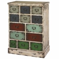 Powell 990-333 Parcel 13 Drawer Cabinet - Distressed White