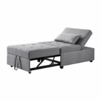 Linon Boone Upholstered Convertible Sofa Bed in Gray