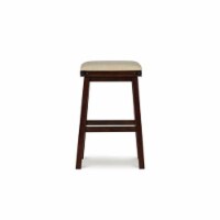 Linon Serrano 30  Wood and Faux Leather Backless Bar Stool in Beige