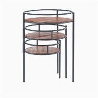 Linon Carter Three Tiered Metal Plant Stand Side Table in Black