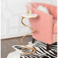 Linon Atlee Spiral White Marble and Metal Accent Drink Table in Gold