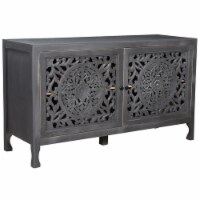 Linon Micah Wood Two Door Cabinet in Gray