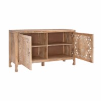 Linon Micah Wood Two Door Cabinet in Natural Brown