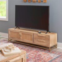 Linon Josie Rattan Wood Media Center in Natural