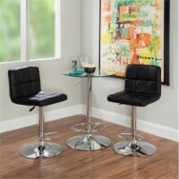 Linon Tate Three Piece Metal Pub Table Set in Chrome and Black