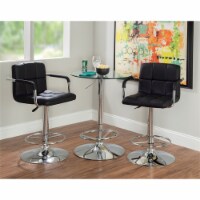 Linon Tate Three Piece Metal Quilted Pub Table Set in Chrome and Black