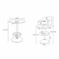 Linon Tate Three Piece Metal Quilted Pub Table Set in Chrome and White