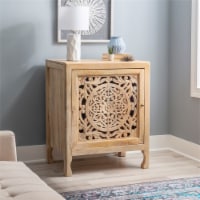 Linon Micah One Door Wood Cabinet in Natural