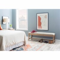 Linon Hayes Wood Upholstered Padded Bench in Natural Brown