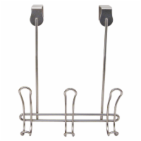 iDesign Classico Over-the-Door Satin Finish 3-Hook Towel Rack - Silver Perspective: Main