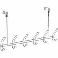 InterDesign Chrome Silver Steel Large Classico Over the Door 6-Hook Rack