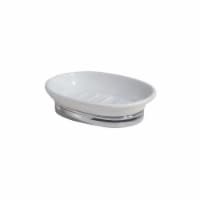 iDesign York Soap Dish - White/Chrome Perspective: Main