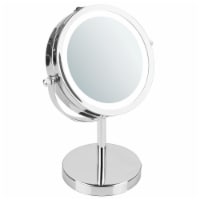 iDesign Chrome Lighted Free-Standing Vanity Mirror - Silver