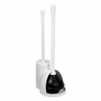 iDesign Una Slim Toilet Bowl Brush and Plunger - White/Black