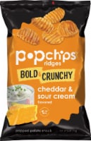 popchips Ridges Bold & Crunchy Cheddar & Sour Cream Popped Potato Snack Perspective: Main