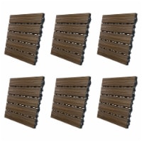 AURA 12 x 12 Premium Polymer Outdoor Patio Deck Tile, Walnut Brown (6 Pack)