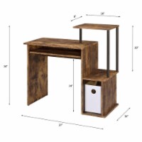 ACME Lyphre Wooden Top Computer Desk in Weathered Oak and Black