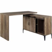 ACME Zakwani Wooden Storage Writing Desk with USB Port in Rustic Oak and Black