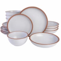 Gibson Soho Lounge Lagos 16 Piece Double Bowl Dinnerware Set, White