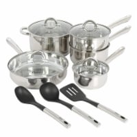 Oster Sangerfield 12 Piece Stainless Steel Cookware Set W/ Kitchen Tools