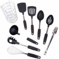 Gibson 92104.09 Chefs Better Basics Utensil Set with Round Shape Wire Caddy - 9 Piece