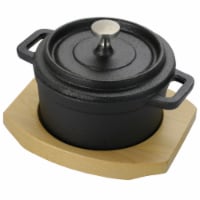 Gibson 93061.03 Campton 0.3qt Mini Round Cast Iron Casserole Dutch Oven w. Lid & Wooden Base