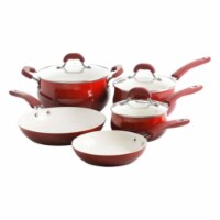 Gibson 94244.08 OSTER 8 Piece AL Cookware Set, Gradient Red