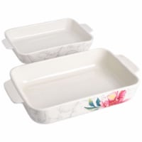 Martha Stewart White Floral Ceramic Baker Set